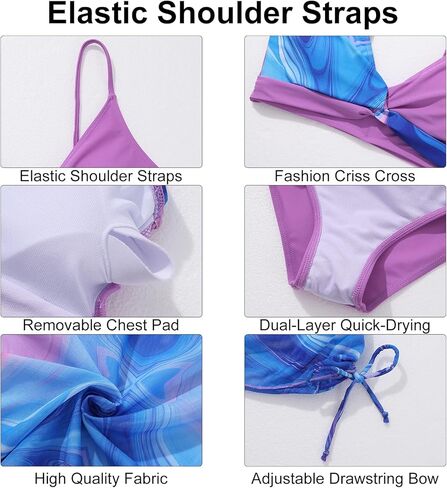 فتيات السباحة 3 قطعة الخامس الرقبة الاستوائية كروس صليب البيكيني مجموعة دبابة جافة سريعة مع تنورة شاطئ الرباط 7-16T in Kuwait