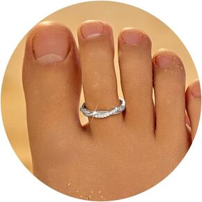 925 sterling Silver Twist Twist Toe Rings for Women 14k Gold Plated Plated Zirconia Zirconia applies Open Band Toe Home Summer Beach Foot Jewelry for Mom Dinit