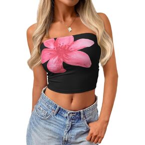 Trendy Queen Womens Tube Tops Going Out Summer Y2k Bandeau Trendy Crop Sleeveless Strapless Cute Teens 2025 Corset Floral
