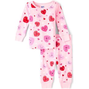 The Children's Place Baby Girl's and Toddler 100% Cotton Long Sleeve Top and Pants,2 Piece Pajama Set
