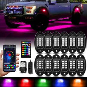 8 قرون RGB LED مصابيح الصخور مع APP/RF جهاز التحكم عن بُعد عالي الساطعات المضاد للماء السفليون ملحقات صخرية نون النيون الخارج