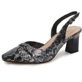 Women's Slingback Pumps Block Heel Big Pointed Toe Shape Snake PU Leather Sexy Dress Shoes