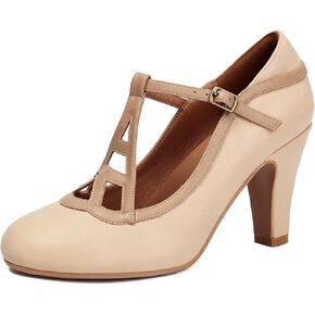 Women's Mary Jane Vintage Close Round Toe Vintage 1950s Heels Retro 1920s Victorian Pumps 1930s Shoes