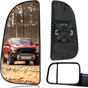 Passenger Right Side Lower Mirror Glass Replacement，For 2010-2020 Dodge Ram 1500 2500 3500 4500 5500 Towing Mirror Model, 68067730AA，Right Pass Convex Lower Mirror Glass， with Bracket
