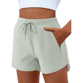 الفتيات عالية الخصر يركضون شورتات رياضية سريعة الجافة شورت كرة السلة لكرة السلة مع جيوب السوستة بطانة شبكية in Kuwait