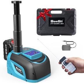 Seesii Electric Car Hydraulic Jack, 5Ton 21V Battery Powered Car Jack with 4.0Ah Battery & Charger, Portable Cordless Emergency Tire Change Tool for Sedan SUV MPV Pickup (Lifting Range: 6.1"~17.7")