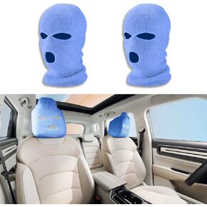 2PCS Car Headrest Cover, Personalized Funny Vehicle Front Seat Full Face Mask, Seat Cover Accessories Car Headrest Protector, Universal Car Interior Accessories (Black) in Saudi Arabia