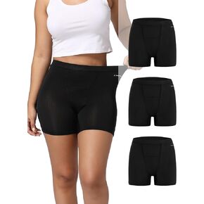INNERSY Women's Period Underwear High Waisted Mesh BoyShorts Panties for Postpartum Menstrual 3-Pack