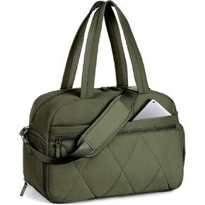 Gym Bag for Women, Puffer Travel Duffle Bag With Shoes Compartment & Wet Pocket, Carry On Tote Bag For Weekender, Overnight, Sport (Black)