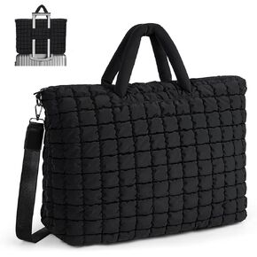 Quilted Duffle Bag for Travel, Large Puffer Duffel Weekender Bags Soft Gym Tote, Big Puffy Carry on Luggage Overnight