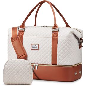 Travel Weekender Duffle Bags for Women: Overnight Bags with Shoe Compartment Large Carry on Weekend Bag with Toiletry & Wet Pocket Tote Duffel Bag Hospital Bag for Women Labor Delivery Begie Brown
