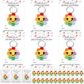 Sureio 12 Pcs Teacher Appreciation Keychain End of the Year Teacher Gifts with Thank You Gift Card Keychains Appreciation Thank You for Helping Me Grow Gifts