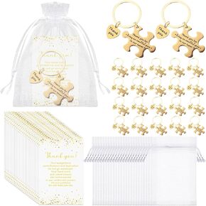 Cunno 24 Sets هدايا الفريق لزميل Gold Gold Puzzle Beazze keychain keychain keychain شكرًا لك على بطاقات تقدير الموظف مفاتيح هدايا هدايا الهدايا