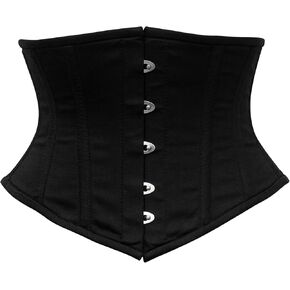Heavy Duty Women's lace up steel boned underbust black cotton corset body shaper top plus size waist cincher
