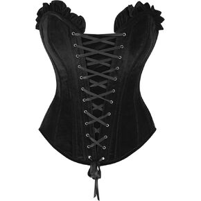 Daisy Corsets Womens Top Drawer Black Velvet Lace-Up Steel Boed Overbust Corset
