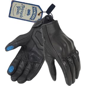 Motorcycle Gloves for Men,Leather Motorbike or Scooter Gloves,Touchscreen Vintage Guantes Moto with Protective Shell, Padding and Palm Slider