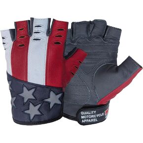 Hugger Men’s Motorcycle Glove American Flag Goat Skin Fingerless Glove for Riding, Racing, Cycling, Shooting, Hunting