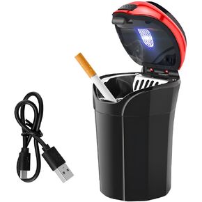 Car Ashtray with Lid, Detachable Stainless Car Ashtray with Removable Cigarette Lighter, Universal Portable Smell Proof Car Ashtray for Most Car Cup Holders, Car Accessories (Silver)