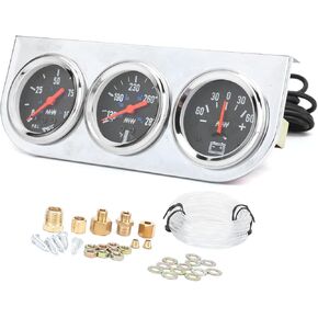 Triple Gauge Set 2in 3‑In‑1 Water Temp, Oil Pressure, AMP Meter for Car Boat Truck