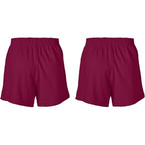 Soffe Girls' Authentic Cheer Shorts – Soft Cotton Blend Gym Shorts for Cheerleading, Dance, Running, Fitness, & Casual Wear – Elastic Waistband, Vibrant Colors, Durable & Easy Care Maroon