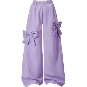 Girl's Y2k Bowknot Track Pants Elastic Waist Baggy Straight Wide Leg Baggy Trousers Sports Wear