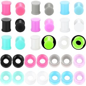 Oveta Silicone Ear Gauges Flexible Tunnels Plugs for Women Men, Soft Earrings Stretching Kit 6mm 8mm 10mm, 32PCS