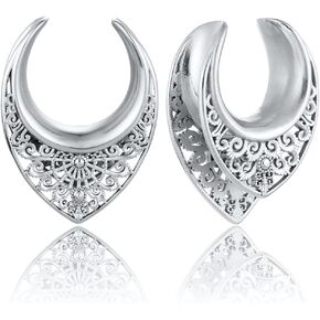 LADEMAYH 2PCS مقابس الأذن مقاييس للنساء ، السرج الأنيق 0G-25MM مقاييس للآذان ، أنفاق الأذن الفولاذ المقاوم للصدأ الجراحية مقاييس أجهزة الأقراط
