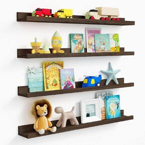 Forbena White Floating Shelves for Wall 36 Inches Long 4-Pack, Large Nursery Book Shelves Bookshelf for Kids Bedroom, Wood Picture Ledge Shelf with Lip for Living Room Decor Photo Frames Legos Display