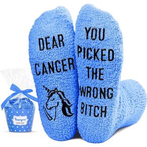 HAPPYPOP Breast Cancer Gifts for Women Men - Cancer Chemo Comfort Socks for Survivor Patients