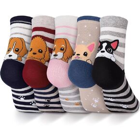 5 Pairs 4th of July Socks for Women, American Flag Patriotic Red White and Blue Crazy Funny Novelty Cotton Crew Socks