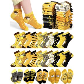 20 Pairs Bee Socks Women Honey Bee Day Gifts Funny Cotton Short Ankle Socks Honeybee Lover Birthday Holiday Gifts