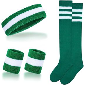 Striped Sweatbands Set Sports Headband and Wristbands Sweatbands Striped Sweatband Set for Men and Women