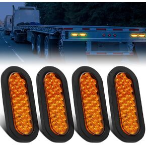 Sumind 8 Pcs 6" Oval LED Trailer Tail Lights, 24 LED Trailer Marker Lights 12v Brake Stop Ip67 Waterproof Sealed Flush Mount for Truck Rv Boat, Yellow