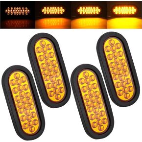4pcs 6 "بوصة بيضاوية أمبر LED مصابيح قوية 24 LED جبل راحة مع أنماط فلاش لسحب الشاحن