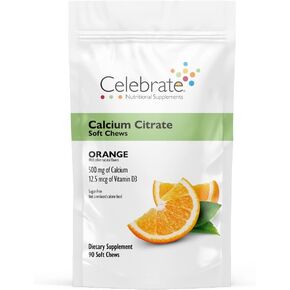 Celebrate Vitamins Bariatric 500mg Calcium Citrate Soft Chews with 500 IU Vitamin D3 – Essential for Gastric Bypass Patients & Bone Health - Sugar & Gluten Free, Melon (90 Chews)