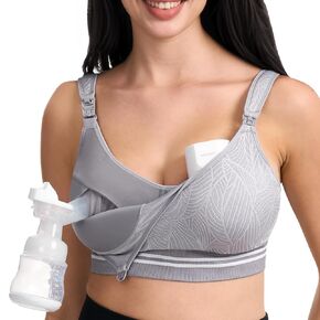 Momcozy Seamless Pumping Bra Hands Free, Fixed Padding Hands-Free Pumping & Nursing Bra, Wireless Comfort Pumping Bra
