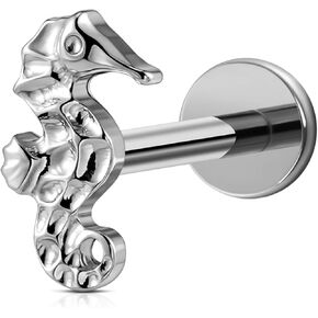 FINE4U 1PC 16G ASTM F136 Titanium Octopuses Piercings Jewelry with 6mm 8mm Post for Conch Helix Flat Labret 16G 6mm 8mm