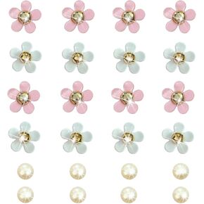 24Pcs Colorful Flower Shoe Charms for Girls Cute Flower Designer Shoe Charms for Adults Teens Kids Kawaii Shoe Decoration Charms with Buttons for Clog Sandals Birthday Party Shoe Care and Accessories