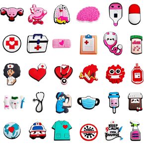 30 Pcs Medical Shoe Charms Nurse Shoes Charms for Adults Kawaii Cartoon Doctors Accessories Pins Shoe Decoration Charm