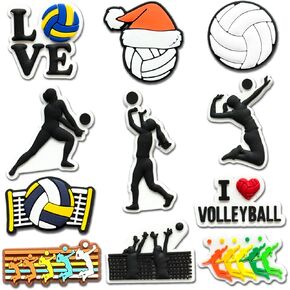 Volleyball Basketball Hockey Pickleball Sports Ball Shoe Charms Fit for Clog Sandals Decoration, Ballet Cheer Surf Shoe Charms for Party Favor
