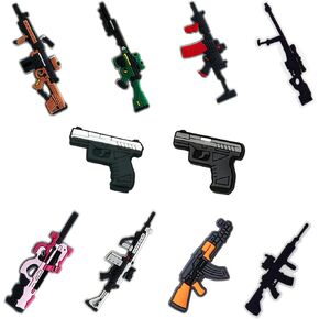 Gun Shoe Charms For Clog Shoe Decoration,Submachine Machine Gun Shoe Charms Accessories Pack For Boy Men Kids Adults,Pvc Shoe Charm Accessories Decoration Gifts 2 Pcs