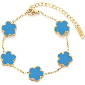 18K Gold Plated Clover Bracelets For Women, Four Leaf Clover Bracelet Lucky Birthday gift bracelet Jewelry Gifts Jewelry Gifts Trendy