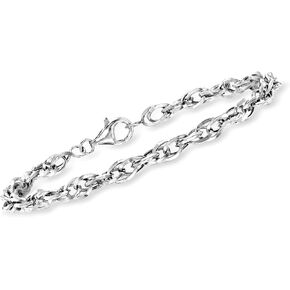 Ross-Simons 14kt White Gold Interlocking Double-Oval Link Bracelet