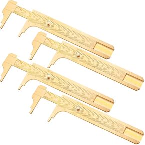 2 Pcs Brass Vernier Caliper Pocket Caliper Handy Caliper Measuring Mini Tool Double Scale Sliding Gauge Metal Pocket Ruler for Bead Wire Jewels Rings Measurement(Simple Style) in Kuwait
