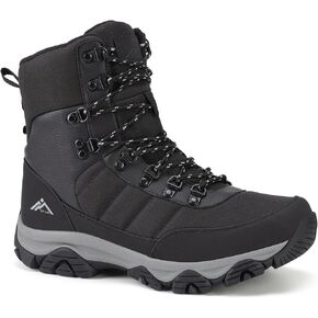 CC-Los Men's Waterproof Winter Snow Boots Warm Fur Lined Lightweight Non-Slip Outdoor Work Boots for Cold Weather