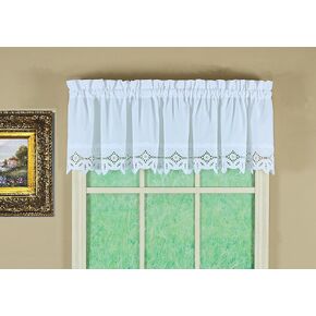 Today's Curtain, Heirloom Battenberg Eyelet Valance 14", White, 58" W x 14" L
