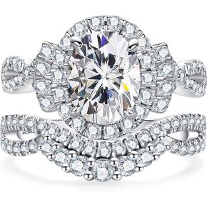 مجموعات زفاف الكاتدرائية المقطوعة المقطوعة للنساء اللانهائي 3.15 CTTW Moissanite الزفاف مجموعة خاتم الخطوبة الفضية المطلية بالفضة المطلية بالبلاتين (حجم -8.5)