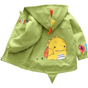 Vinmin Toddler Hooded Jacket Cartoon Zip Coat Little Girls Boys Jacket With Cartoon Monster Dinosaur Pattern Thin Fashion