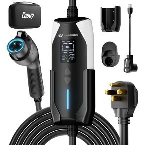 40AMP المستوى 2 ev شاحن مع شحن سريع | 25 قدم المكون الإضافي كابل ثقيل | NEMA 14-50 و J1772 متوافق | محطة شحن المركبات الكهربائية للمنزل و RV