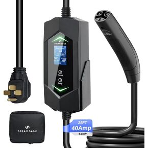 EV Charger Level 2 J1772،25ft ETL المدرجة المستوى 2 eV شاحن 40AMP ، 9.6 كيلو وات (40A 220V-240V) ، محطة شحن السيارات الكهربائية ، Control WiFi App ، 6A-40A قابلة للتعديل ، NEMA 14-50 قابس